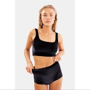 NEW Solid & Striped Black Velvet Longline Swim Top